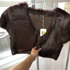Brown faux fur & purple faux fur